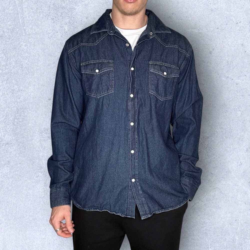 Outlander Western Denim Pearl Snap Shirt - Picture 2 of 8